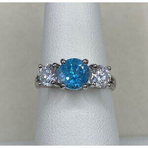 925 blue and white CZ ring